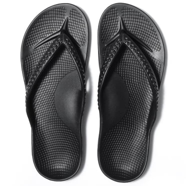 Litfun Women's Flip Flops Summer Beach Thong Sandals Orthopedic Slide Sandals for Arch Support, Black