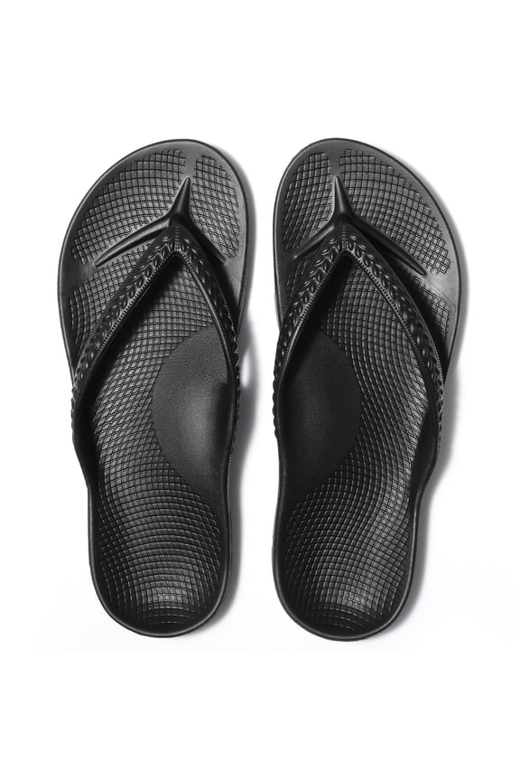 Women's Flip Flops Summer Beach Thong Sandals Orthopedic Slide Sandals for Arch Support, Black
