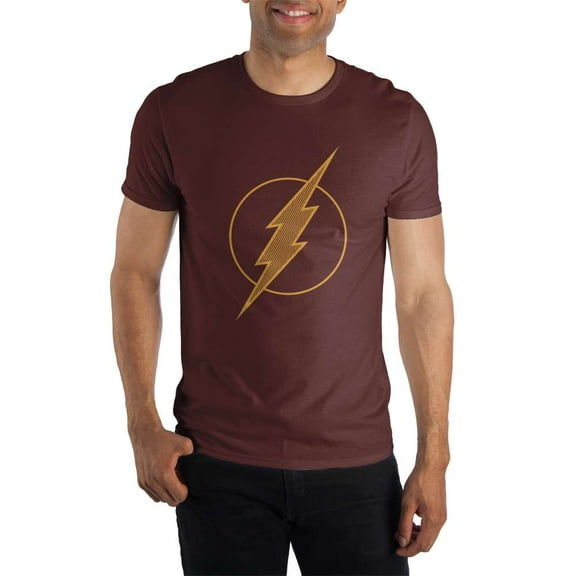 DC Comics Flash Logo Men's Red Tee T-Shirt Shirt - Scarlet Speedster Justice League Member-Medium