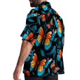 thumbnail image 3 of Flower Butterfly Men's Short Sleeve Spread Collar Button Down Beach Print Casual Shirts, 3 of 6