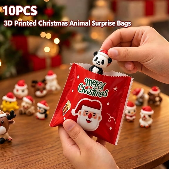 Velorith Christmas Mystery Bags 10/20/30 Packs with Santa and Reindeer Mini Figures Party Favors for Kids Holiday Surprise Gift Christmas Stocking Stuffers