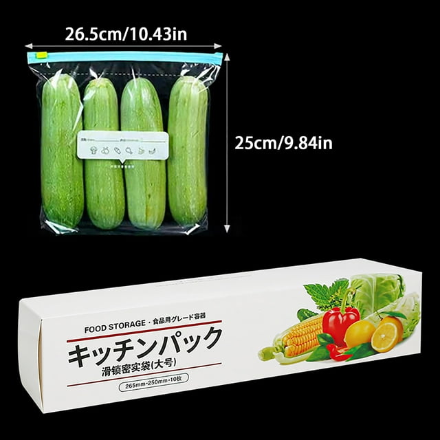 SDNall Sacs de Rangement pour Aliments, Grands Sacs de Rangement, Sacs de Rangement à Fermeture Éclair en Plastique de Qualité Alimentaire de Qualité Supérieure - Auto-Scellants et Compacts pour la Conservation au Réfrigérateur, Rangement de Sacs en Plastique