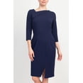 thumbnail image 2 of Connected Apparel Navy Crepe Front Slit Dress - Scuba Crepe Fabric, 2 of 5