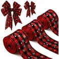 thumbnail image 1 of 3 Rollos Copo de nieve a cuadros rojo y negro de 4,8 CM/2 metros Arpillera de Cinta a Cuadros Navideños, 1 of 5
