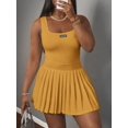 thumbnail image 3 of Womens Mustard Yellow Tennis Dress With Pleated Skirt And Racerback, 3 of 10