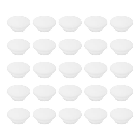 25 Pack Snug Plugs, Rubber Hole Plugs Round Soft Flexible Stopper Fit 9mm (0.35 Inch) Hole Dia., Waterproof Silicone Plug, White