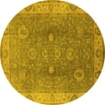 thumbnail image 1 of Ahgly Company Indoor Round Oriental Yellow Traditional Area Rugs, 4' Round, 1 of 4