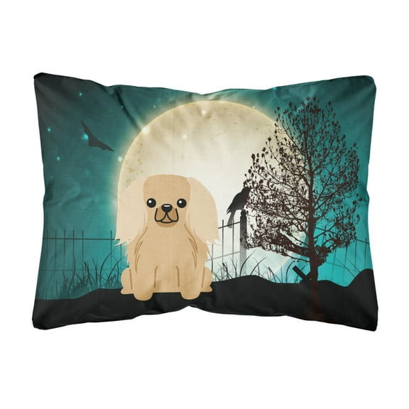 Carolines Treasures BB2294PW1216 Halloween Scary Pekingese Fawn Sable Canvas Fabric Decorative Pillow, 12H x16W,