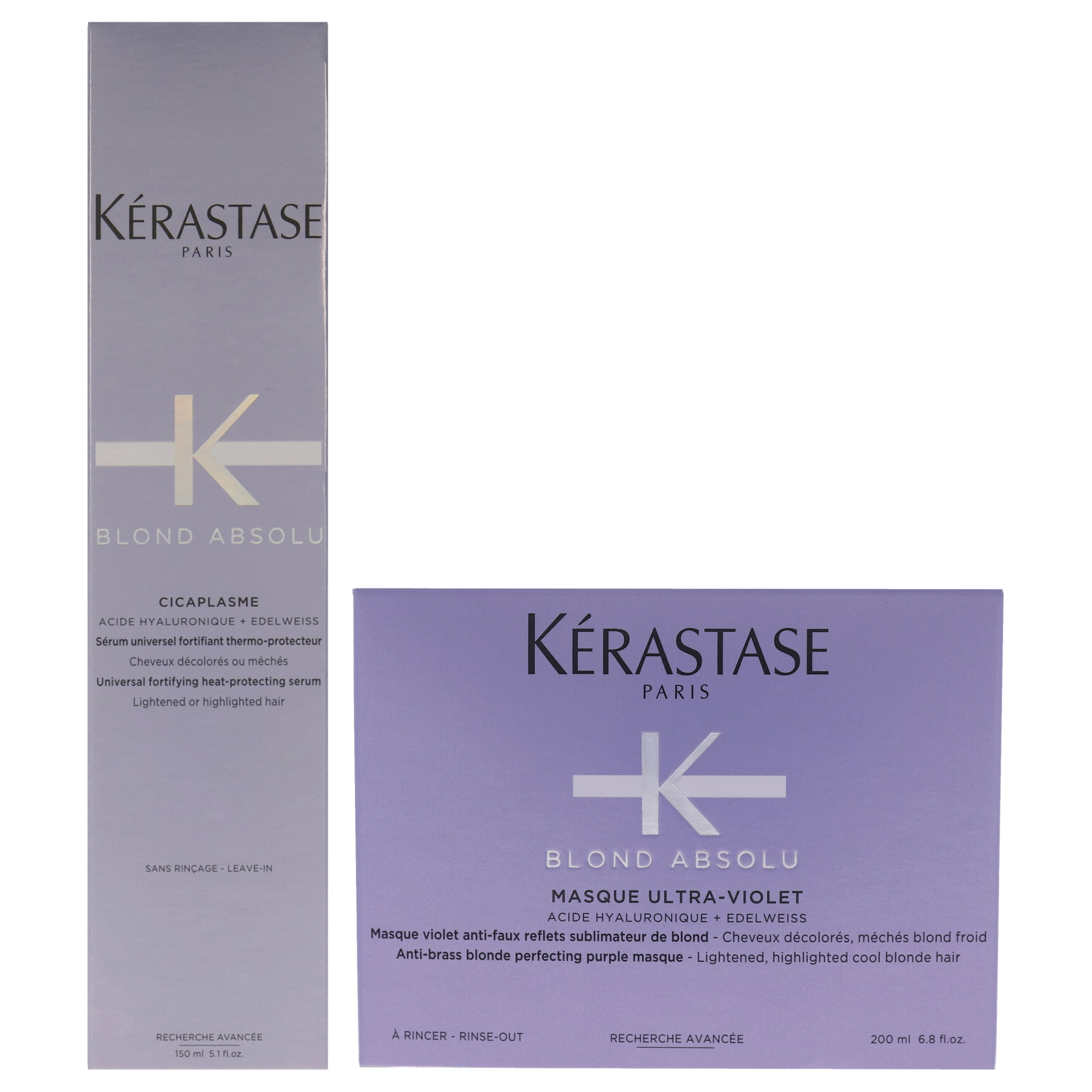 Kerastase Blonde Absolu Ultra Violet Masque and Cicaplasme Serum 2 Pc Kit - 6.8oz Masque, 5.1oz Serum