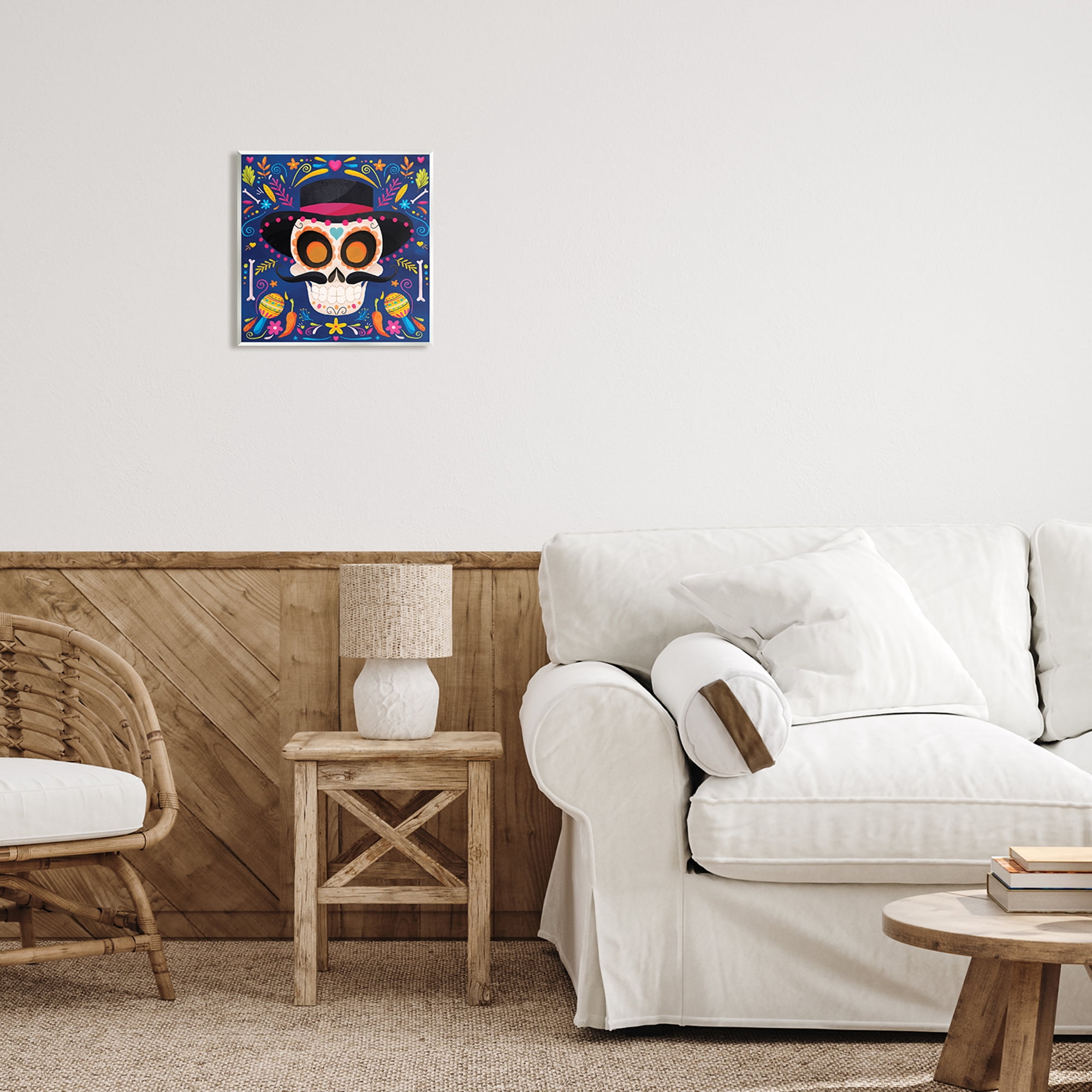 Stupell Industries Day Of Dead Patterned Skull Holiday Painting Unframed Art Print Wall Art