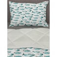 thumbnail image 3 of Turquoise and White Comforter & Sham Bedding Set, Marine Pattern Watercolor Fishes Nautical Aquatic Life, 3 pcs Duvet Set Microfiber Filling Quilt, 5 Sizes, Turquoise Teal and Ruby, by Ambesonne, 3 of 4