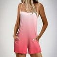 thumbnail image 2 of QATAINLAV Summer Rompers for Women 2025 Gradient Print Cute Short Jumpsuits Spaghetti Strap Sleeveless One Piece Shorts Beach Vacation Clothes Pink XL Mother's Day Gifts, 2 of 6