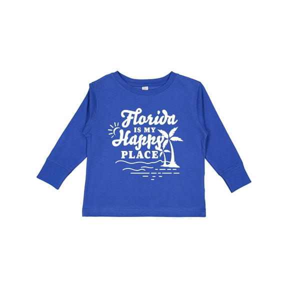 Inktastic Florida is My Happy Place with Palm Trees Boys or Girls Long Sleeve Toddler T-Shirt