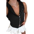 thumbnail image 3 of Slim Fit Women Sleeveless Button Down Knit Tank Tops, 3 of 6