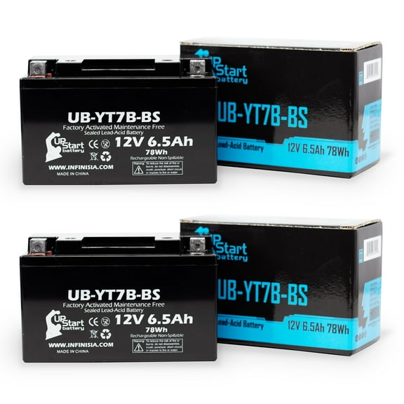 2-Pack UpStart Battery Replacement 1999 Yamaha TTR250 250CC Factory Activated, Maintenance Free, Motorcycle Battery - 12V, 6Ah, UB-YT7B-BS