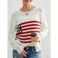 thumbnail image 2 of ZAXARRA Pull Tricoté Automne Hiver pour Femmes Manches Longues Col Rond Imprimé Drapeau Tricoté Ample, 2 of 6