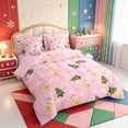 thumbnail image 2 of Manfei Merry Xmas 7-Piece King Bedding,Cute Ball King Bed in a Bag,Pink Reversible, 2 of 7