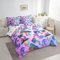 thumbnail image 3 of Feelyou Teens Funny Mushroom Bedding Comforter Set 7pcs, MagicJungle Plant Queen Bedding Sets, Splatter Watercolor Botanical Reversible Queen Sheet Sets, Microfiber Bedroom Decor, 3 of 8