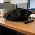 thumbnail image 3 of Byfri French Style Linen Beret Hat Lightweight Artist Cap for Daily Wear Black 54-58cm, 3 of 7