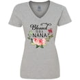 thumbnail image 3 of Inktastic Blessed to Be a Nana with Flowers Women's V-Neck T-Shirt, 3 of 5