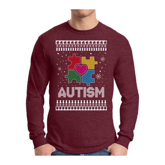 Awkward Styles Xmas Autism Ugly Christmas Sweater Long Sleeve T-shirt For Men