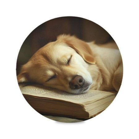 

Round Plate Mat 15.4x15.4 Inchesx4 Placemat Table Mat Kitchen Mat Coffee Mat Fabric Thick Strong Wear-Resistant Heat Resistance Sleeping Dog