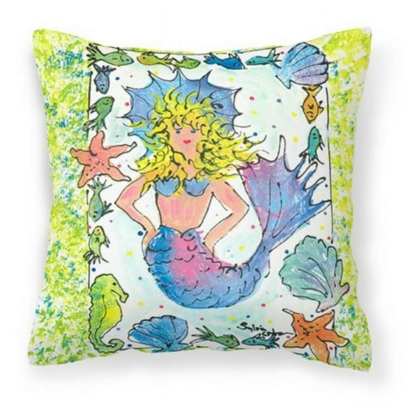 Carolines Treasures  Blonde Funky Mermaid Fabric Decorative Pillow - 14 x 3 x 14 in.