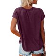 thumbnail image 5 of Womens Basic Blouses Crew Neck Solid Color Short Sleeve Loose Fit Tops 2025 Summer Trendy Casual T-Shirts, 5 of 7