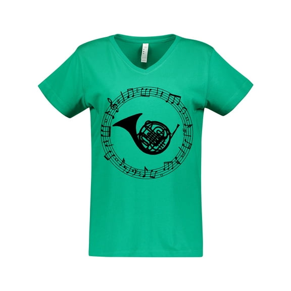 Inktastic French Horn Music Women's V-Neck T-Shirt