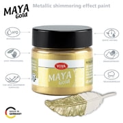 Viva Decor Maya Gold (Blue) 1.52 Fl Oz - Shiny metallic acrylic paint for creative works on wood, glass, and porcelain. Impact-resistant, smudge-proof, and weatherproof for long-lasting
