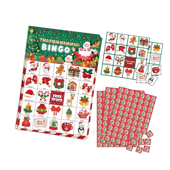 Zeiwohndc Reusable Christmas Bingo Cards 34Pcs Family Game Party Entertainment For 24