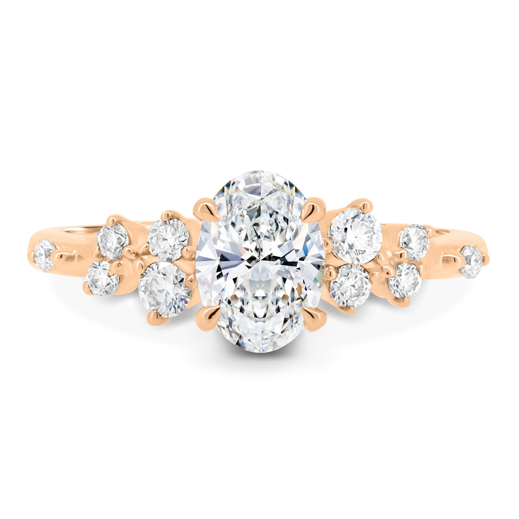 ESTE ORIGIN 1.25ct Oval Moissanite Engagement Ring with Accent Stones – 10K Rose Gold Promise Ring for Women, US 4.