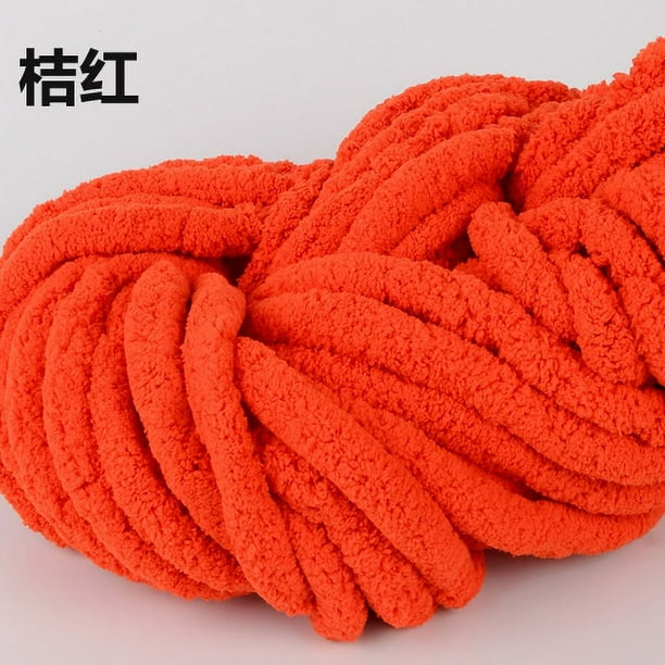 Zhuge Hilo de chenilla súper suave y cálido de 250 g para manta de punto, hilo de lana grueso para hacer tú mismo, perfecto para cualquier tejido y crochet, color naranja