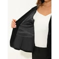 thumbnail image 5 of Chaqueta tipo blazer con cuello de solapa y cinturón de terciopelo para oficina de trabajo para mujer Negro L, 5 of 5