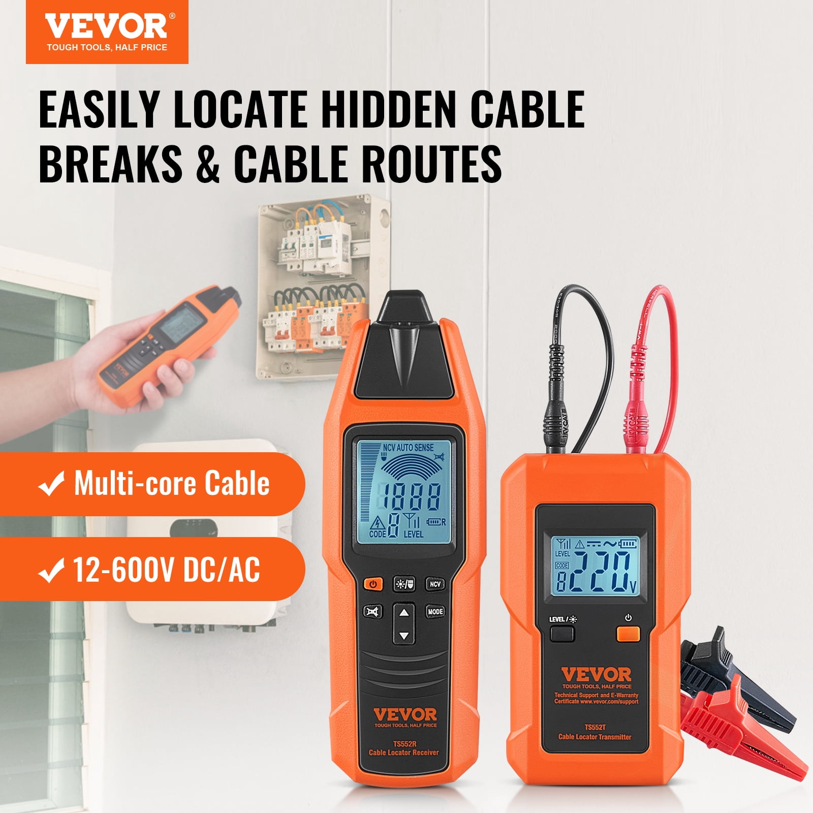 KFFKFF Underground Cable Locator 8.5FT Max. Detection Depth Wire Break Detector