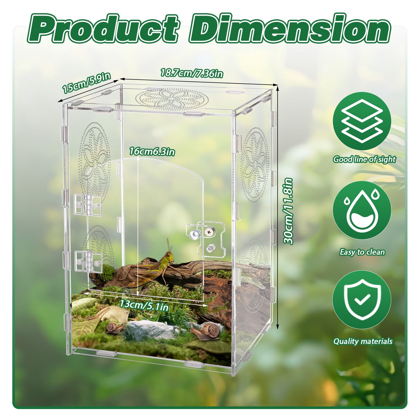Jumping Spider Enclosure, 11.8x7.8x6 Inch Jumping Spider Enclosure Accessories, Tarantula Enclosure Accessories with Air Holes