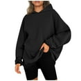 thumbnail image 2 of Women's Oversized Hoodie Winter Trendy Solid Color Pullover Thermal Casual Shirt Long Sleeve Hooded Sweatshirt (S, Black), 2 of 7