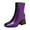 Purple, variant on YOUSNH Ladies Leather Square Toe High Heel Colour Blocking Medium Large Size Boots Ankle Boots Short Boots Womens Boots Black 6.5