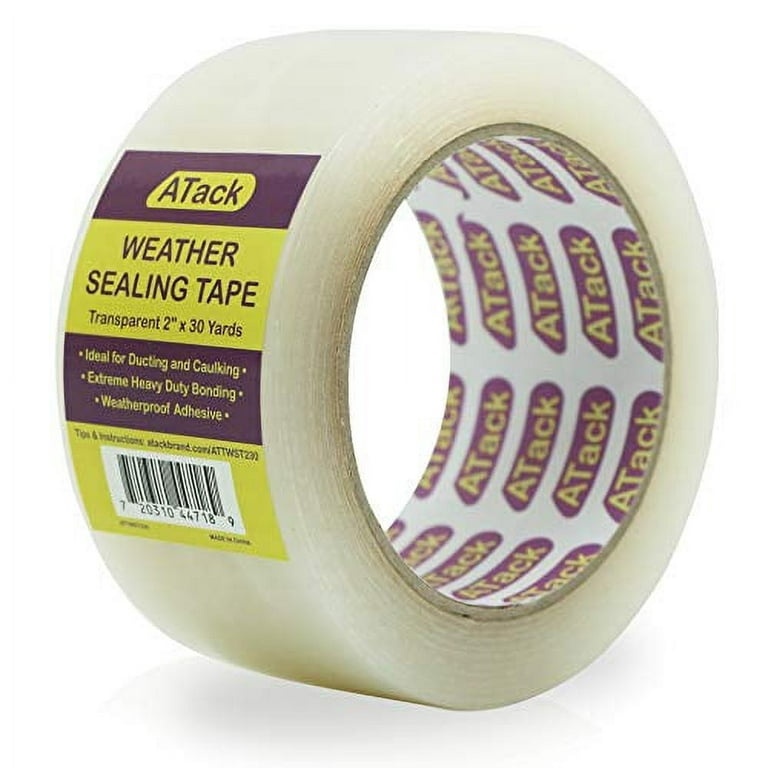 Atack Transparent Window Weather Sealing Tape 2-Inch x 30 Yards Clear Window Draft Isolation Sealing Film Tape- No Residue Surface-Safe Wood-safe Remo