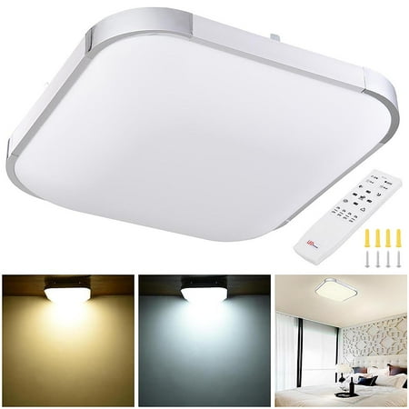 ceiling led flush mount light square dimmable remote lighting fixture modern control fixtures pendant kitchen 36w 24w lamp rectangle round