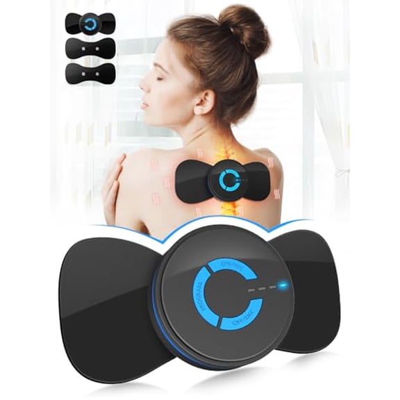 Tens Black Unit with 2 Pads,EMS Microcurrent Mini Massager Machine,Low Frequency Multi Function Physiotherapy Instrument Muscle Stimulator,Full Body Pain Relief Therapy Device