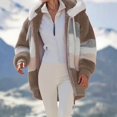 thumbnail image 2 of Winter clothing for women Cozy Patchwork Zip Pocket Hooded Coat For For Fall And Winter Relaxed Fit Plus Size Jacket To Keep You Warm, 2 of 7