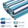 thumbnail image 5 of Garvee 8x10ft Waterproof Outdoor Rugs Modern Striped Area Rug for Patio, Reversible UV-Resistant Plastic Straw Rugs Outdoor Camping Carpet for Porch Deck Backyard Balcony, Blue, 5 of 5