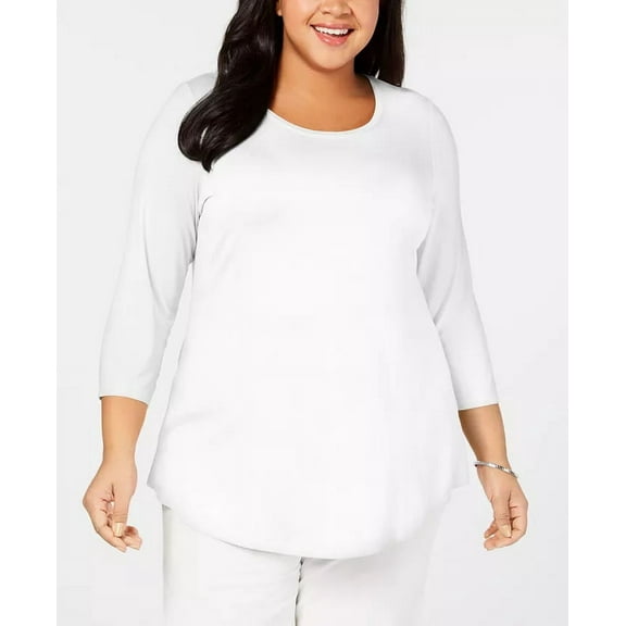 JM Collection Plus Size Scoopneck Top Bright White 3X