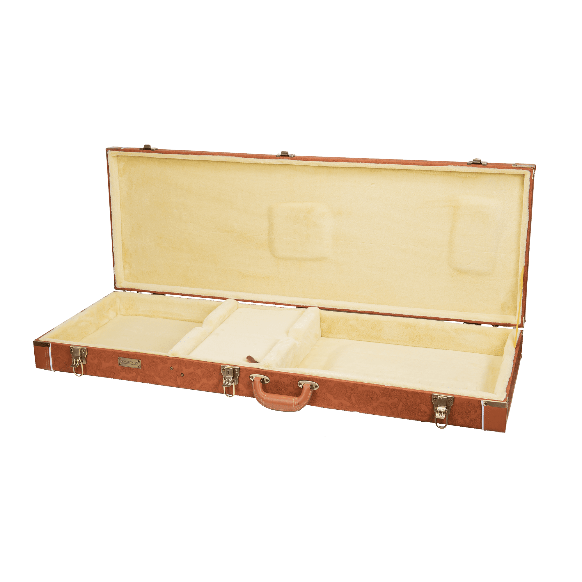 Crossrock Relief Series-Wooden For Jazzmaster/Jaguar Style Electric Guitars, With Highly Textured Surface, Mink Imitation Fleece, Stainless Steel Latches-Redwood