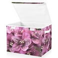 thumbnail image 2 of Sparkling Pink Orchids Large Storage Bins with Linen Collapsible Lid Storage Box 16.7 x 12.6 x 11.8in, 2 of 7