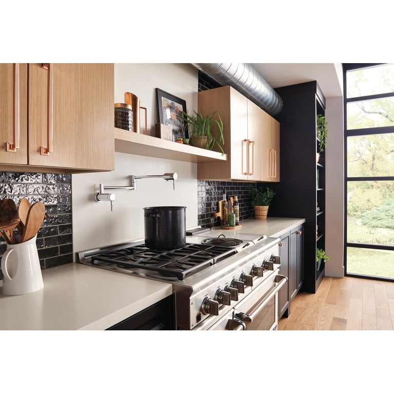 Ultra Faucets Euro Collection Wall Mount Kitchen Pot Filler Faucet In Rust Resist In Polished Chrome Uf91600