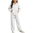thumbnail image 6 of Vmberlty Kids 2 Piece Tracksuits Girl's Solid Color Fall Winter Outfits Zip Up Hooded Sweatshirts and Cargo Pants Casual Active Sets for 1‑13 Years, 6 of 6