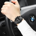 thumbnail image 2 of Reloj deportivo ultrafino de acero dorado negro para hombre, luminoso, resistente al agua, con tres ojos, imitación de seis pines, color negro, 2 of 5