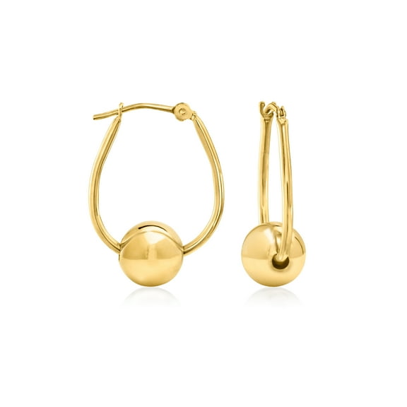 Ross-Simons 14kt Yellow Gold Bead Hoop Earrings, Women's, Adult